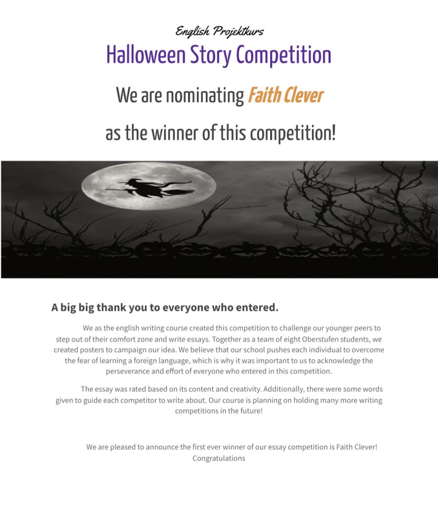 Die Halloween Story Competition – Gesamtschule-Uerdingen